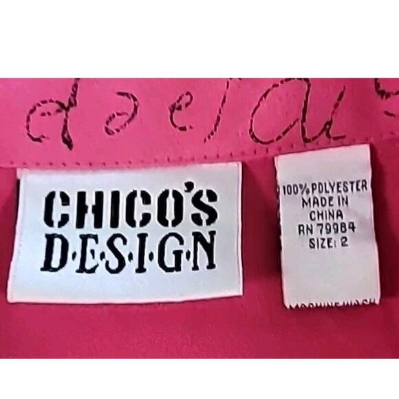 Chico’s Pink Ultrasuede Shacket Jacket Native Print Hieroglyph Sz 2 L EUC - Picture 5 of 7